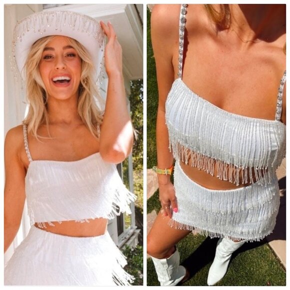 Show Me Your MuMu Tops - NWOT Show Me Your Mumu Swift Fringe Top In white Size XXS